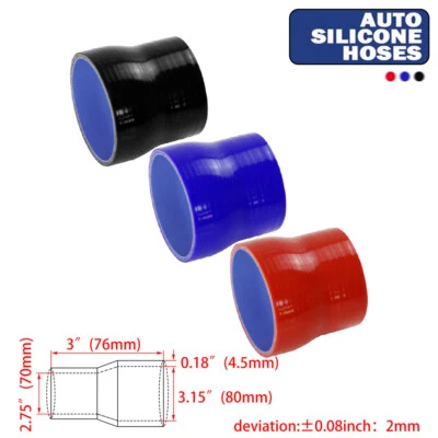 Performance 3-Ply 70-80mm ID Reducer Straight Silicone Hose Turbo/Intake Connect - Image 1 of 4