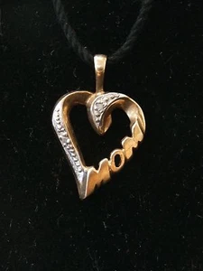 Unique 10k Yellow Gold Diamond MOM Heart Pendent/ Charm. Make Offer! #323 - Picture 1 of 5
