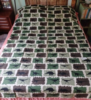 Vtg Premier Prints Camo Rex 100% Cotton Fabric Dinosaurs Panel 56"×88" 2+ Yards - Image 1 of 4