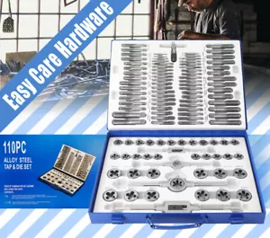 110 pc pcs Tap and Die Set Professional Imperial SAE & Metric Set Alloy Kit NEW - Picture 1 of 9