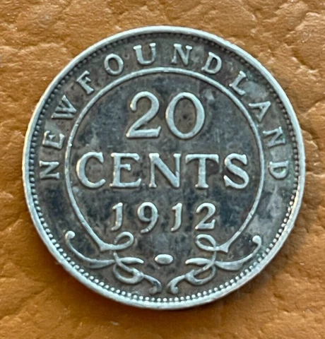 1912 Newfoundland 20 Cents Silver Coin - Low Mintage Cover