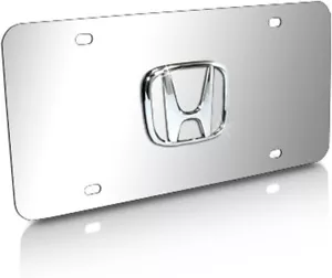 Honda Emblem 3D Chrome Logo Mirror Polished License Plate Official Licensed - Picture 1 of 1