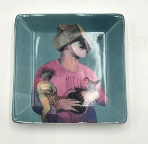 JORGE CRESPO COSTA RICA ARTIST MIGRANTES APPETIZER PLATE TRINKET DISH - Foto 1 di 11