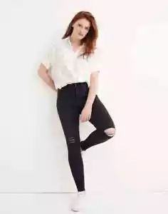 Madewell Gr. 23 Petite 9" Mid-Rise Skinny Jeans Black Sea Denim Used-Look Neu mit Etikett - Bild 1 von 14