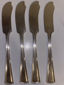 ALVIN 1913 GEORGE WASHINGTON SILVER PLATE FLAT HANDLE BUTTER SPREADER Set Of 4 - Picture 1 of 3