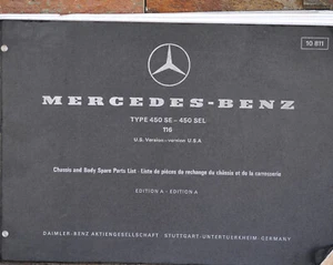 Mercedes Benz Type 450 SE SEL Parts Catalog 116 Manual 1972 - Picture 1 of 15