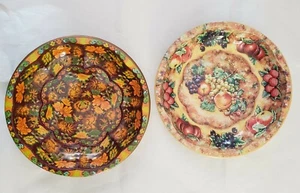 2 Vintage Daher Decorated Ware 10" Trays Made in England Fruit & Floral 1971 - Picture 1 of 6