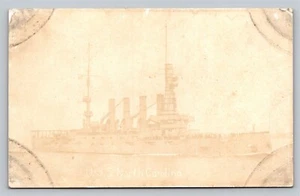 RPPC USN Battle Navy Ship USS North Carolina Vintage Unused Photo Postcard - Picture 1 of 2