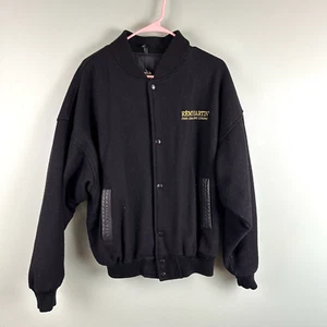 REMY MARTIN Promo Cappotto Misto Lana Cognac Giacca Varsity Bordo Pelle Uomo LG - Foto 1 di 8