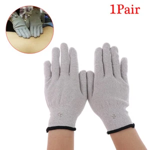 1Pair Conductive Silver Fiber Electrode Gloves Pads Electrotherapy MassageB>~E - Picture 1 of 15