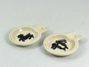 Vintage 1973 Spoon Rest Tray Single Cigar Ashtray Candle Votive Schnauzer Girls - Picture 1 of 11