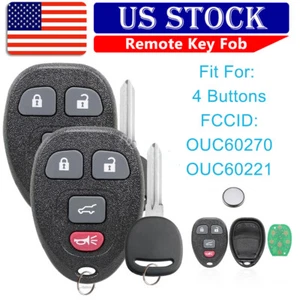 2 Replacement for 2007 - 2014 Chevrolet Tahoe Car Key + 4Buttons Remote Fob - Foto 1 di 11