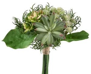 2er Set Sukkulenten-Mix-Bouquet 24cm, Kunststoff, grünrosa Kunstpflanze - Bild 1 von 1