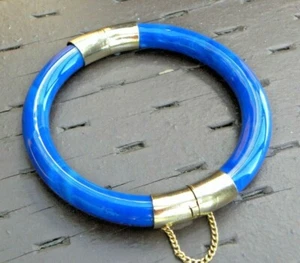 Antique Chinese Export Marble Peking Glass & Gold Bangle Bracelet - Picture 1 of 9