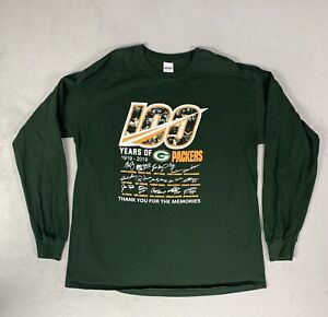 Green Bay Packers T-Shirt Adult  100 Years of Packers  Long Sleeve Collectors