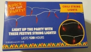 Spice Up The Party! Red Chili String Lights Battery Operated 6.5 Ft/2M - Picture 1 of 5