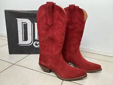 Suede Red, Calf Length Cowboy Boots Size Uk4, Brand New In Box, Never Worn