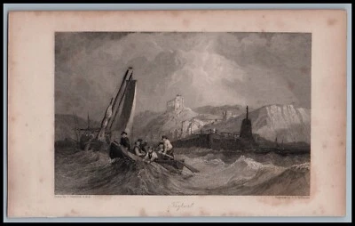 Antiker Kupferstich von Clarkson Stanfield TREPORT Frankreich 1834 - Bild 1 von 2