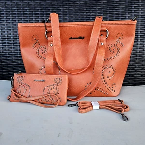 American Bling verdeckte Tragetasche & Geldbörse Nieten Swirl Westerntasche braun - Bild 1 von 14