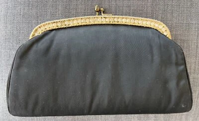 Bolso de mano vintage años 50 Garay negro satinado y estrás bolso de noche con peine Foto 1 de 4
