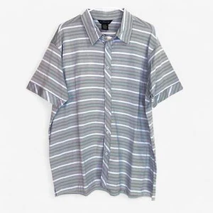J. Ferrar Men's Blue Striped Short Sleeve Button-Up Shirt Size XL NWT - Picture 1 of 4