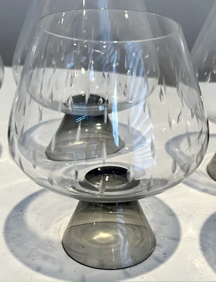 RARE SET OF 4 VINTAGE MCM ROSENTHAL FORTUNA SMOKE COLORED BRANDY GLASSES - RARE! - Image 1 of 4