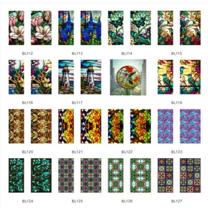 1/2X Flower Stained Static Cling PVC Privacy Glass Sticker Removable Window Film - Picture 1 of 50