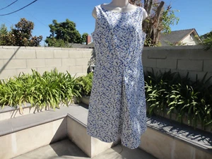 St. John Collection Blue & Gray Floral, Cotton/Spandex Blend, Wmns Size 8 - Picture 1 of 12