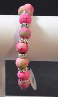 Pulsera artesanal de cuentas de arcilla polimérica elástica cristal checo Jilzara Berry AA W1 Foto 1 de 4