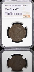 FRANCE 10 Centimes 1898 NGC PF64BN Maz-2163 Piefort Matte - Picture 1 of 5