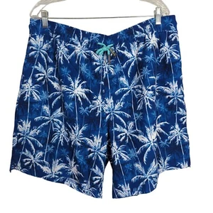 Klatie Men's Swim Trunks sz 3XL blue white Tropical Palm Trees - Picture 1 of 10