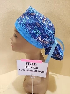 Sterile Processing Instrument Room Women's Ponytail Surgical Scrub Hat/Cap - Picture 1 of 9