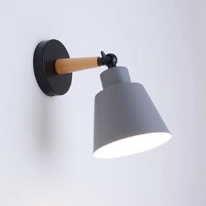5W E27 Nordic Style White Light Simple Solid Wood Corridor Lamp Wall Lamp(Grey) - Picture 1 of 11