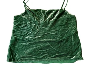 Y2K Forest Fairy Green Velvet Crop Cami Size M Grunge Whimsigoth Forestcore Boxy - Picture 1 of 6