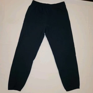 Vintage Fruit Of The Loom Sweatpants Large Black Jogger Pants 60/40 No Pockets - Picture 1 of 21