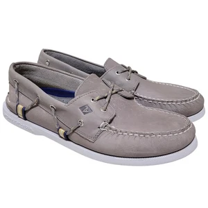 Sperry Top-Sider Men A/O Webbing Slip On Boat Shoes Size US 10.5 Grey Leather - Picture 1 of 5