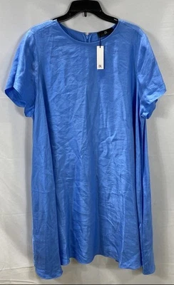 Banana Republic Linen Blend Shift Dress Sky Blue Sz XL - Image 1 of 4