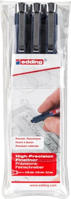 EDDING INTERNATIONAL GMBH edding 1800 Präzisionsfeinschreiber schwarz (3er Blister)