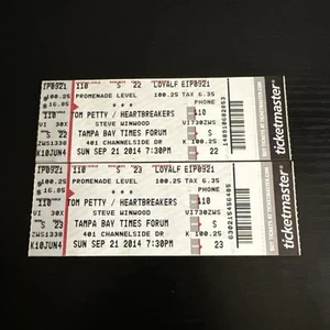 Tom Petty & The Heart Breakers Concert Tour Tickets 9-21-2014 Tampa Florida (2) - Picture 1 of 10