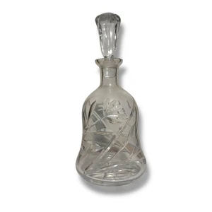 Decanter vino cristallo americano vintage anni 70 10” 18 oz tagli piante foglie, stoviglie - Foto 1 di 4