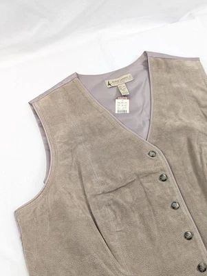 New Marsh Landing Vintage Leather Vest Boho Western 90s Button Up Tan Women’s 2X - Image 1 of 4