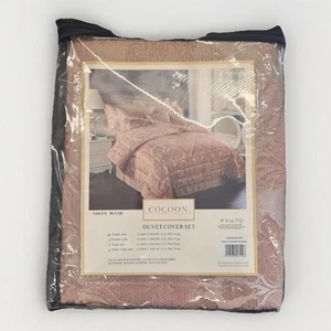 Luxury Jacquard Single Duvet SET Blush Pink Gold Shimmer French Floral Braided - Picture 1 of 6