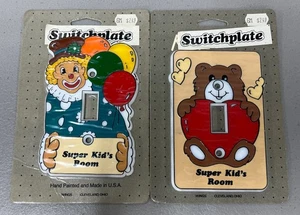 Lot Of 2 Vintage 1989 Switch plate For Child’s Room - Clown And Bear - Picture 1 of 6