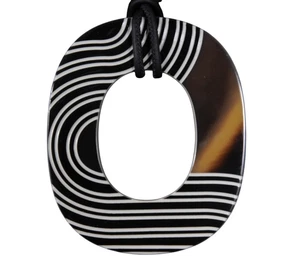 Hermes Isthme Pop Horn Pendant Black White Brown Necklace Box Dust Bag - Picture 1 of 11