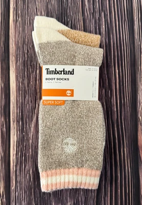 Timberland Womens 2 Pairs Super Soft Boot Socks Shoe Size 6.5-9.5 Gray/Tan - Image 1 of 4
