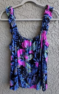 Lilly Pulitzer Damen Damalia Strick Pyjama Tank in Onyx Hot Pink Floral Gr. L - Bild 1 von 5