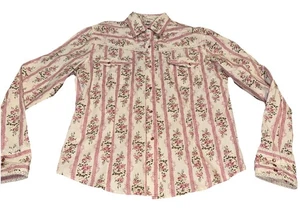 Cowgirl Hardware Shirt Damen Gr. XL rosa weiß Blumen Spitzendetail Druckknopf Western - Bild 1 von 5