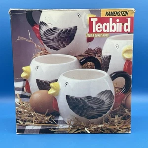 Kamenstein Teebird 4 Kaffeebecher Tasse Teeservice Huhn rustikal Bauernhofleben Landhaus Neu im Karton - Bild 1 von 12
