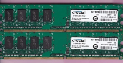 2GB 2x1GB PC2 5300 DDR2 CRUCIAL MICRON MEMORY KIT CT12864AA667.M8FJ2 GX280 GX620 - Image 1 of 4