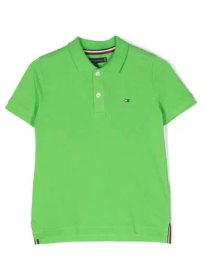 Tommy Hilfiger Junior Chest Embroidered Logo Polo Shirt Green Size Medium (8-10) - Image 1 of 4
